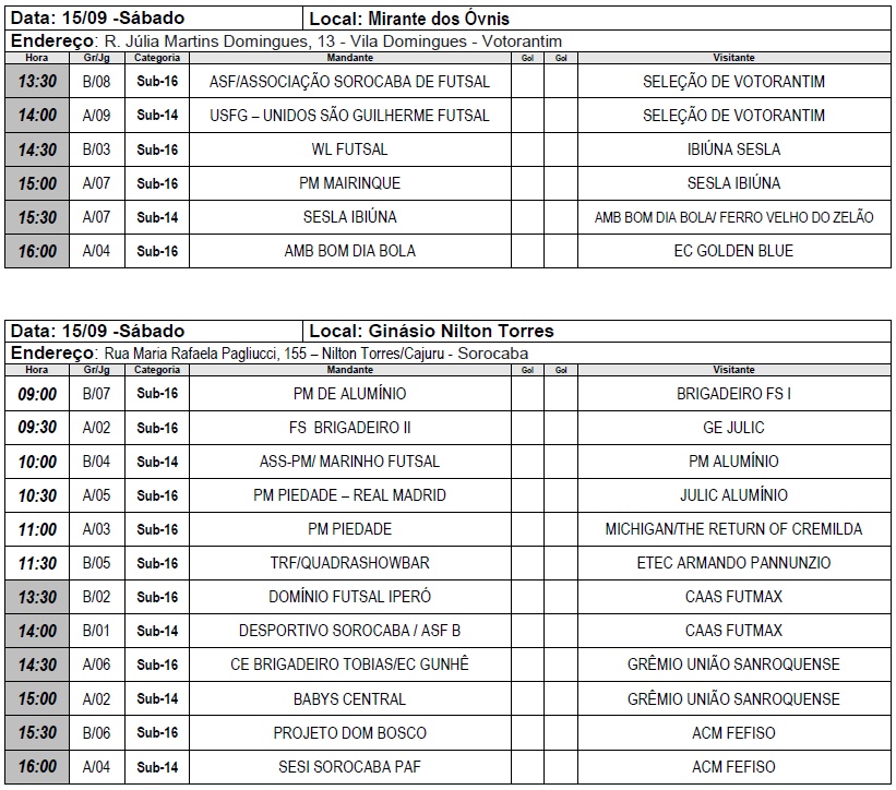 Semes divulga tabela da primeira rodada do Torneio Cruzeirinho 2018