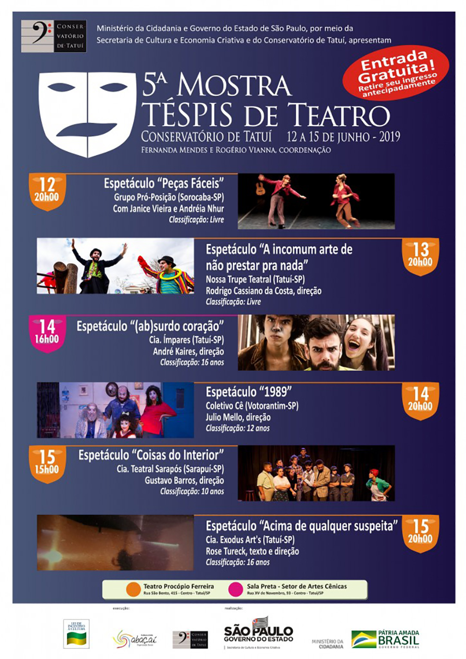 5ª Mostra Téspis de Teatro, de 12 a 15 de junho recebe seis peças apresentadas por grupos de Sorocaba, Tatuí, Votorantim e Sarapuí 