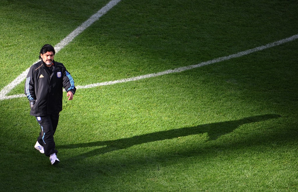 Diego Maradona foi técnico da seleção argentina na Copa do Mundo de 2010.